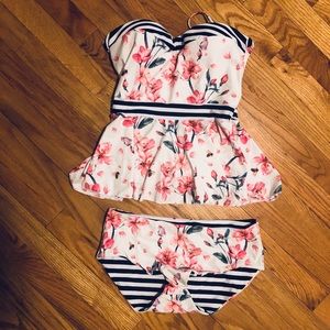 Pink Floral two-piece Tankini